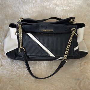 Steve Madden Black and White Leather Shoulder Bag